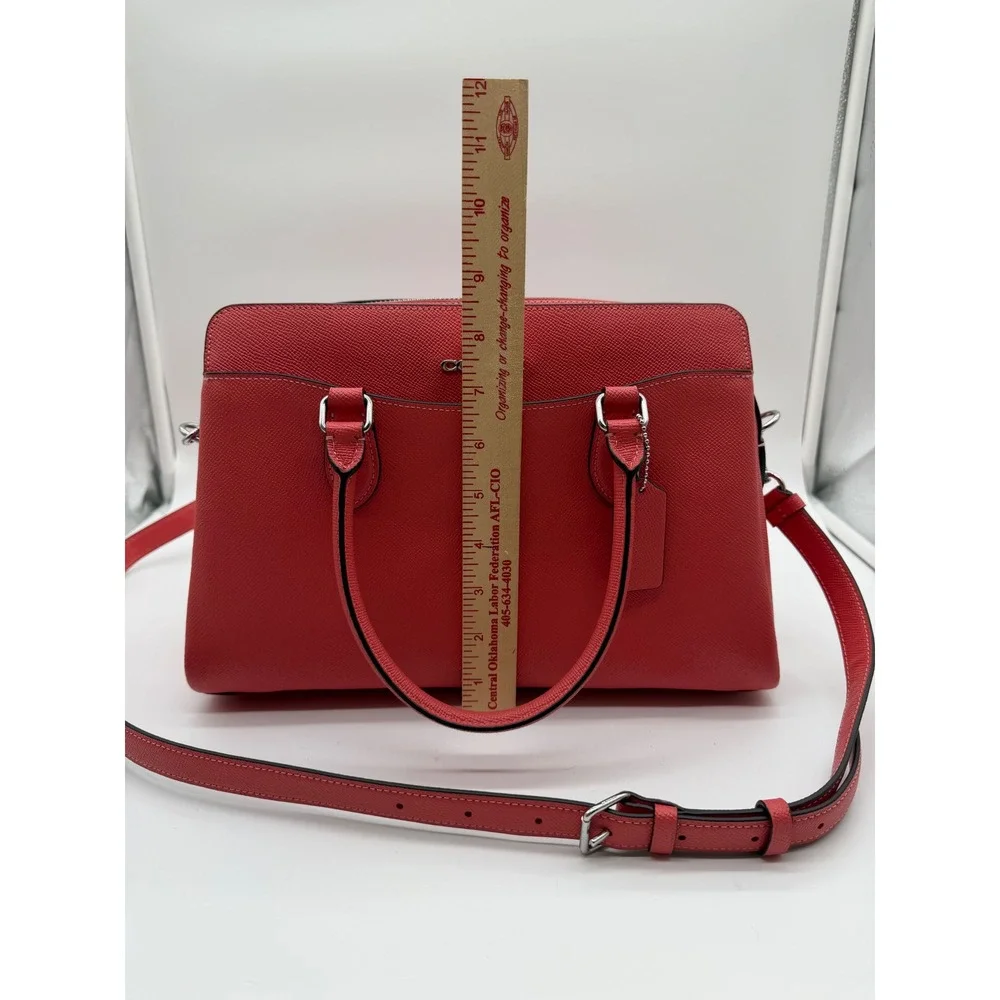 Coach Lillie Carryall Satchel Red Crossgrain Leather Handbag 91493